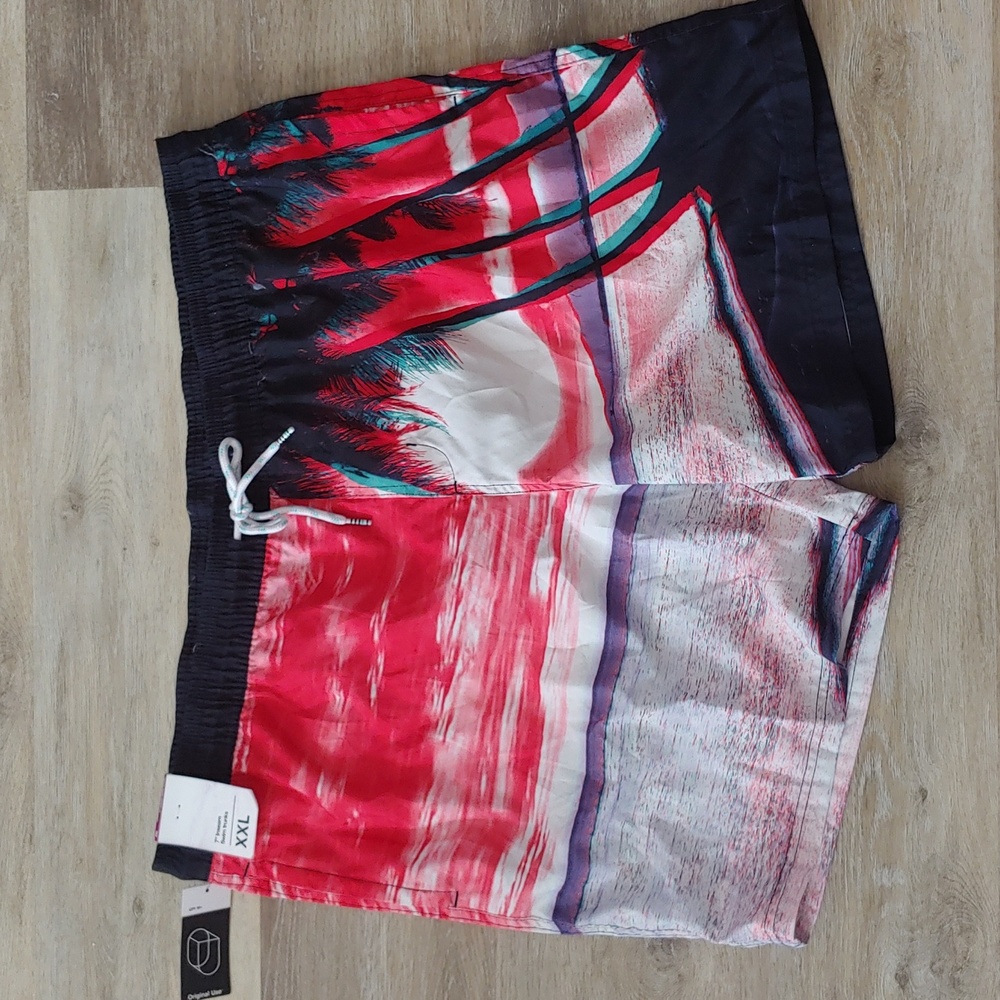 NWT Original Use Men's Tropical Sunset Print Swim Trunks Size XXL
